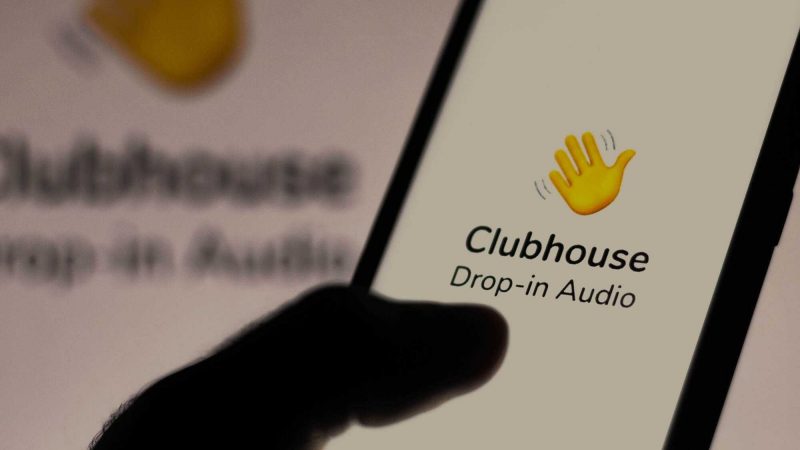 An image of a phone screen displaying the log in page to social media app Clubhouse with the words 