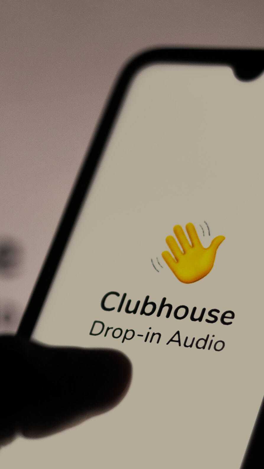 An image of a phone screen displaying the log in page to social media app Clubhouse with the words 